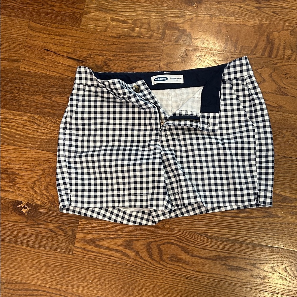 Old Navy Navy and White Gingham Bermuda Shorts - Mid Rise